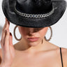 Front View Ride My Pony Pave Chain Black Cowboy Hat