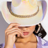 Front View Ride My Pony Pave Chain White Cowboy Hat