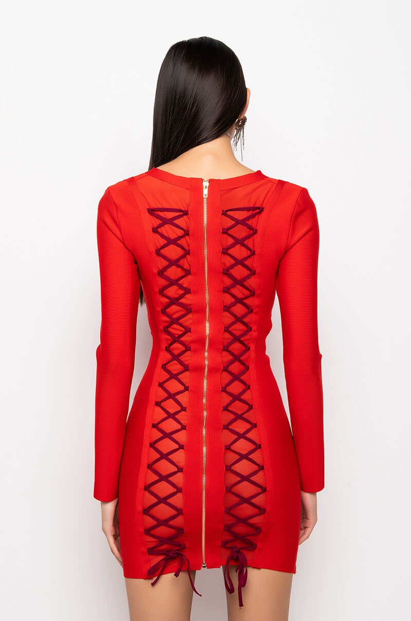 RIGHT PLACES BANDAGE LACE UP MINI DRESS AKIRA RIGHT PLACES BANDAGE LACE UP MINI DRESS AKIRA