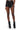 Front View Rio Faux Leather Ruffle Booty Short In Black