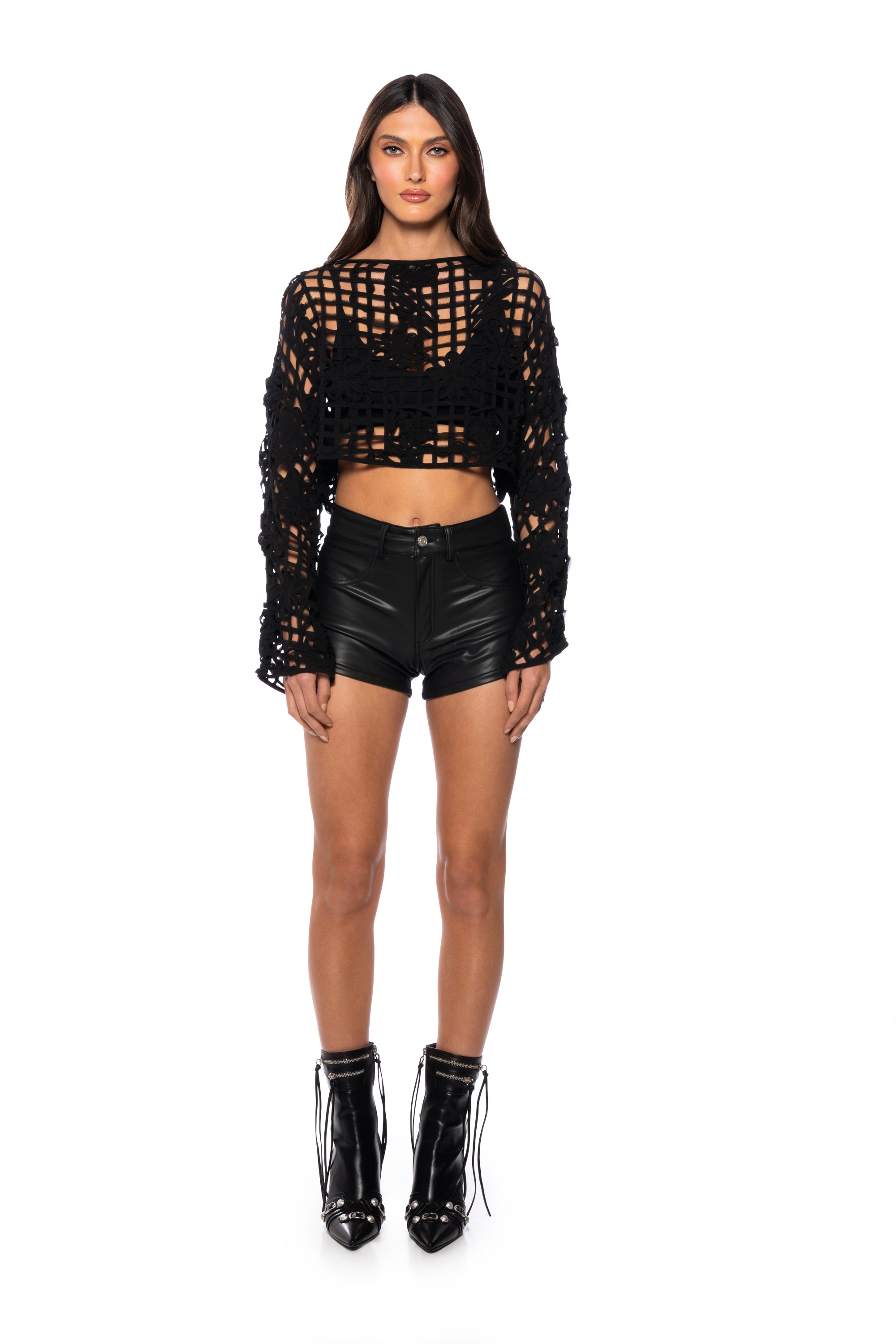 Extra View Rio Faux Leather Short In Black 7
