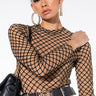 Front View Riskay Business Mesh Long Sleeve Bodysuit