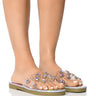 Front View Roana Holographic Embellished Flat Sandal