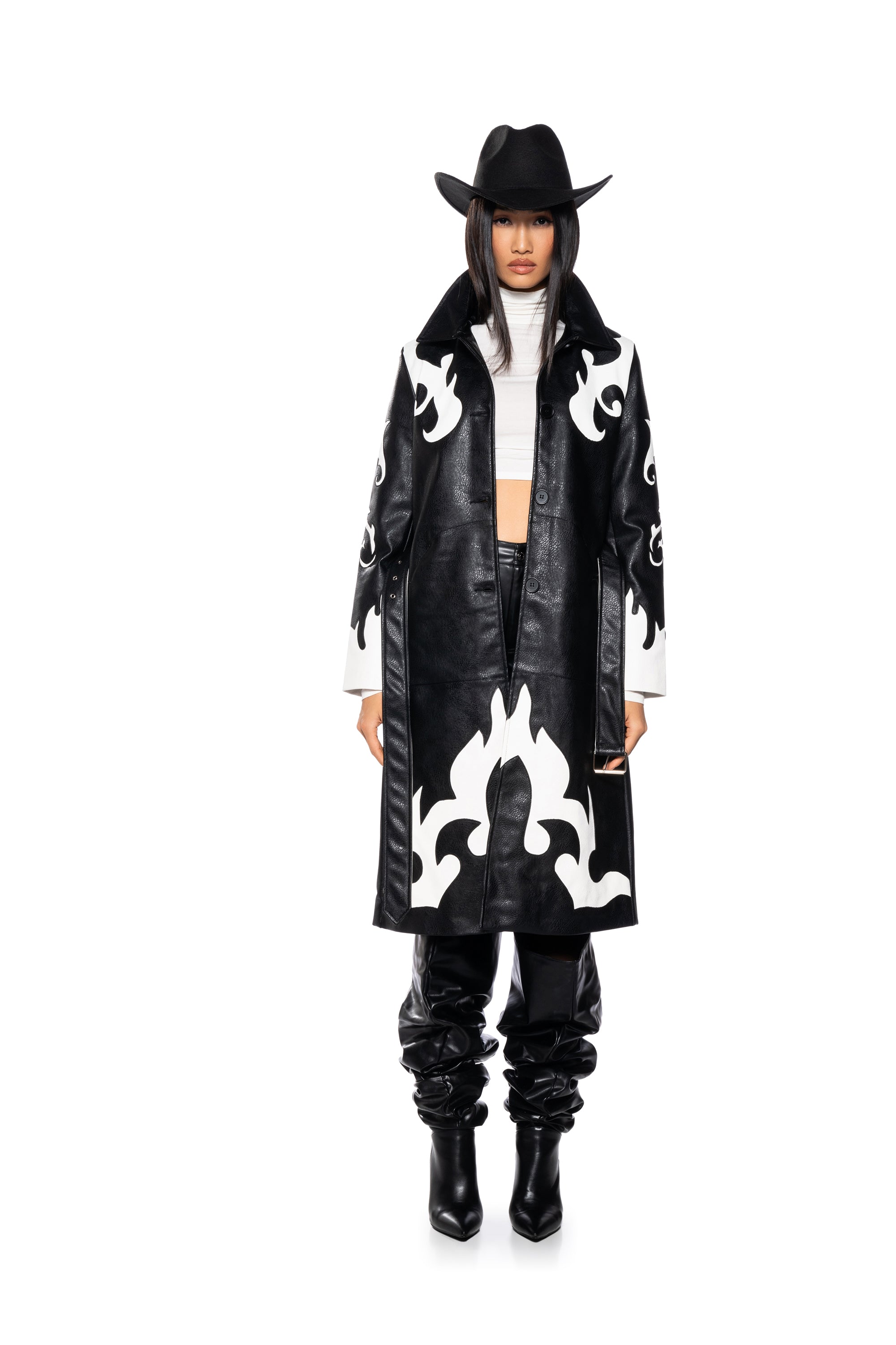 Extra View Robot Cowgirl Pu Trench Jacket