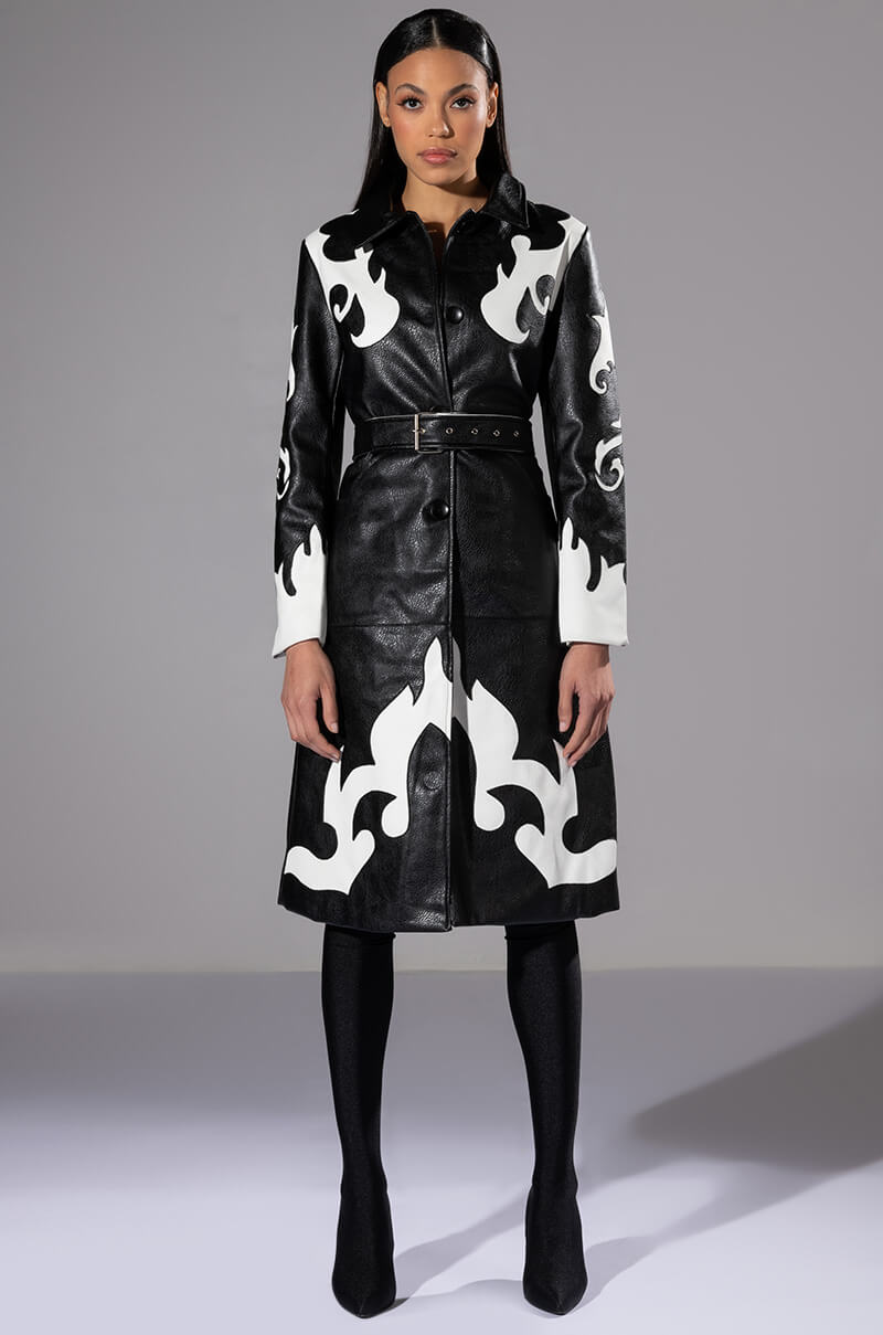 Extra View Robot Cowgirl Pu Trench Jacket