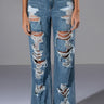 Front View Rock N Roll Destroyed Relaxed Jeans