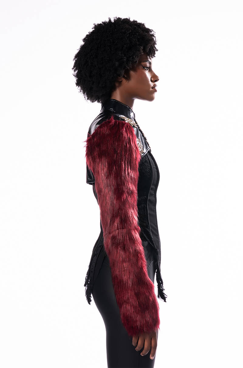 Full View Rock With You Faux Fur Long Sleeve Crop Top 8