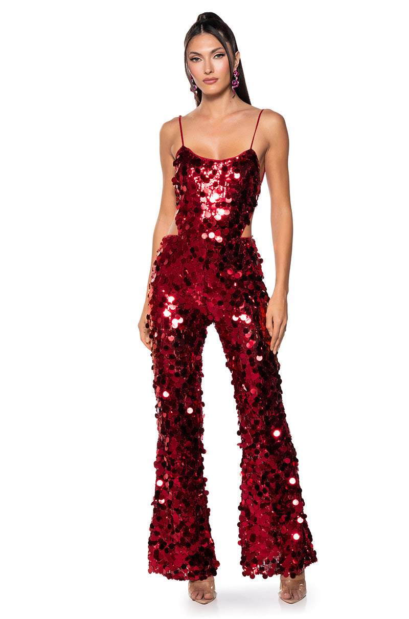 Front View Rock Your World Sequin Jumpsuit
