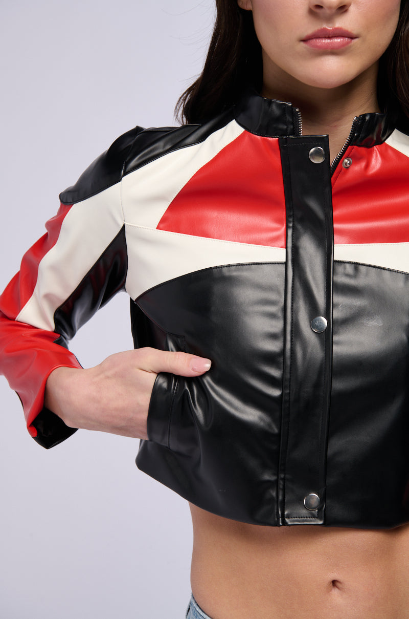 ROCKET RUNNER COLOR BLOCK PU MOTO JACKET – AKIRA