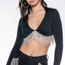 Front View Rockin Rhinestone Trim Long Sleeve Top