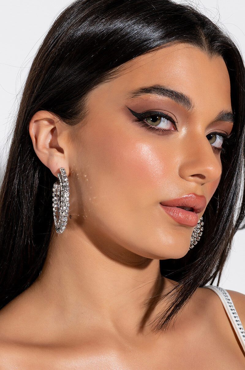 Front View Rockstar Rhinestone Hoops