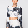 Front View Roman Tie Dye Long Sleeve Top in White Multi