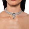 Front View Romance Me Embellished Choker In Silver