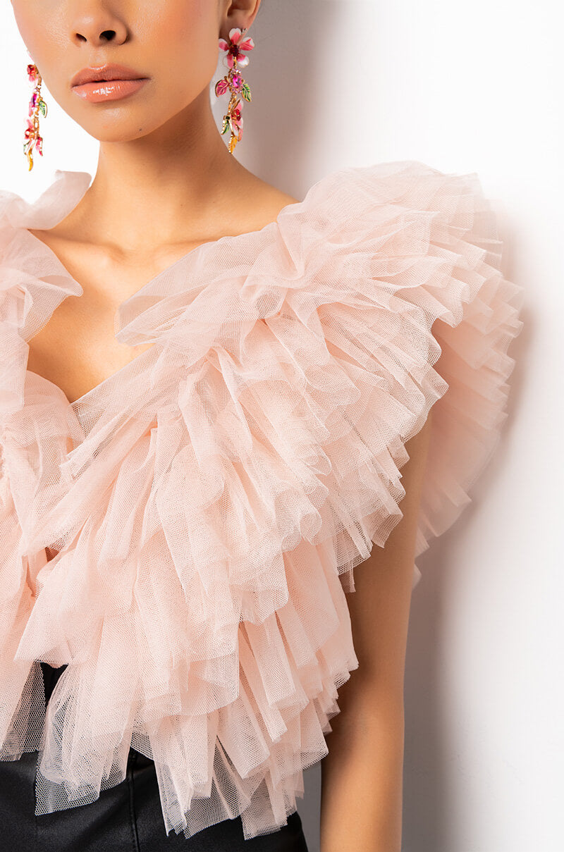 Extra View Romantic Tulle Ruffle Bodysuit