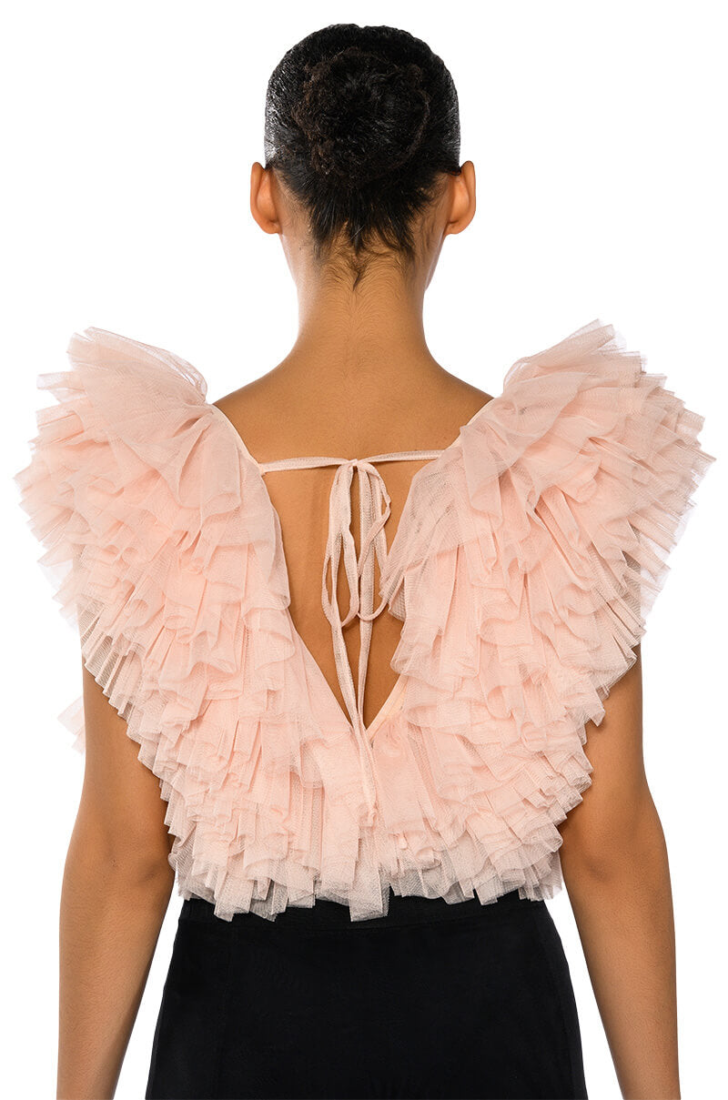 Extra View Romantic Tulle Ruffle Bodysuit