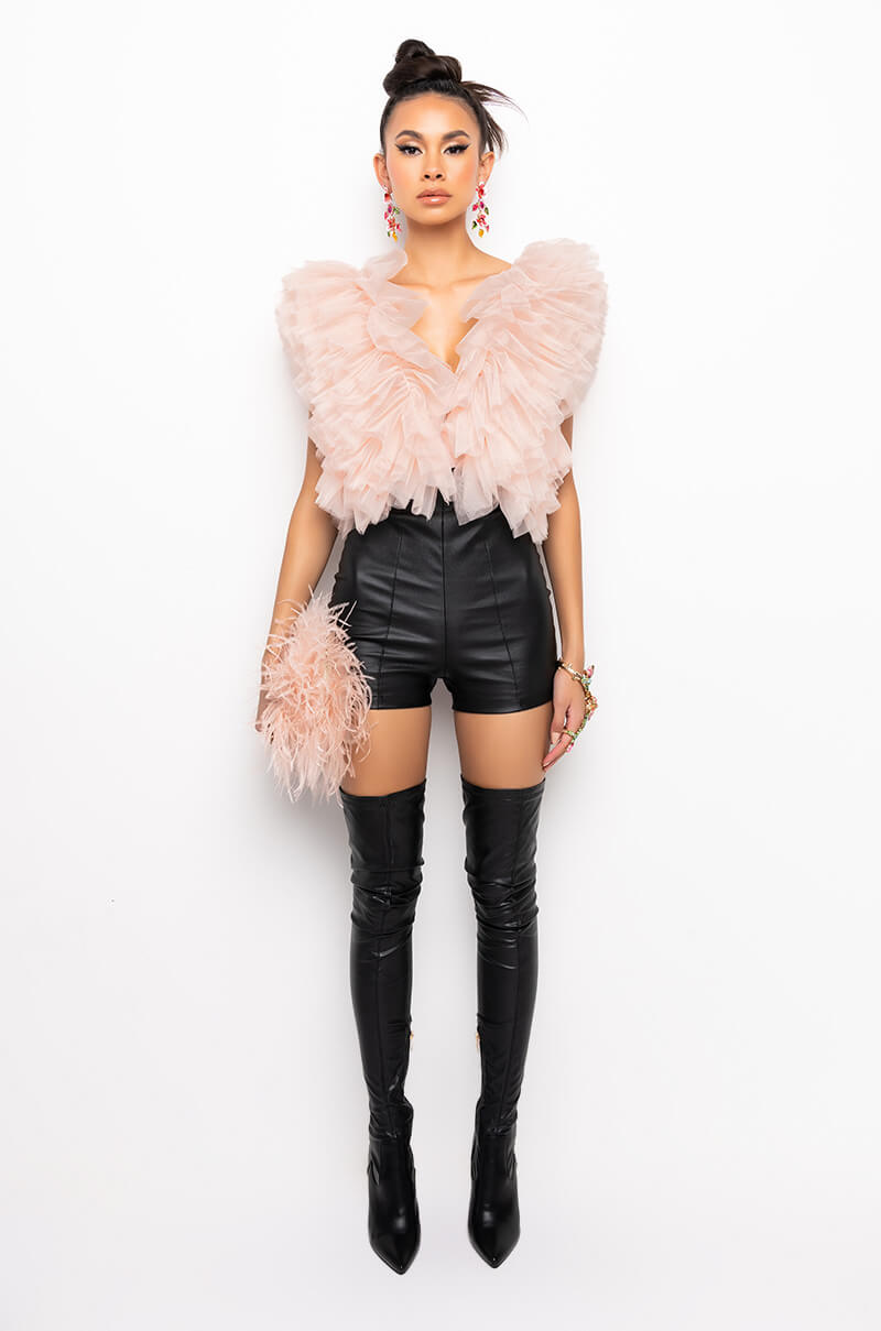 Extra View Romantic Tulle Ruffle Bodysuit