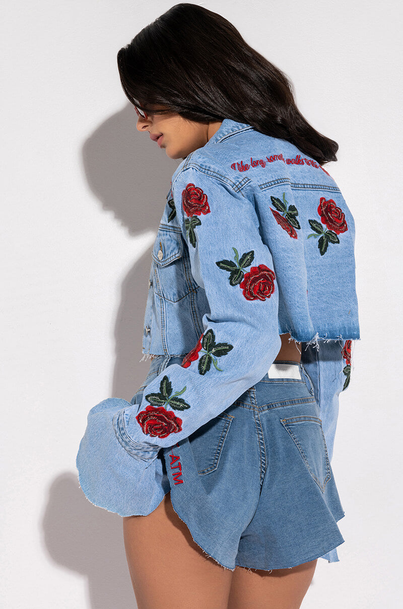 Back View Romantic Walks Denim Jacket