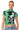 Front View Romanticize Me Pleated Knit Mock Neck Top In Green Multi