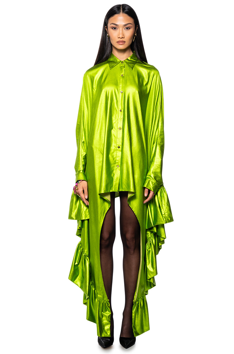 RONNI BUTTON DOWN SHIRT DRESS IN GREEN AKIRA RONNI BUTTON DOWN SHIRT DRESS IN GREEN AKIRA