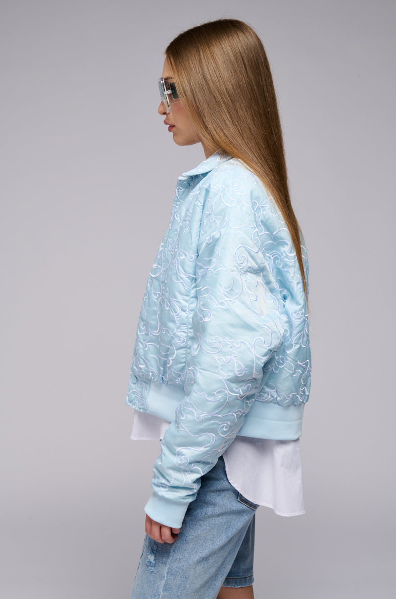 Detail View Rosalia Embroidered Bomber