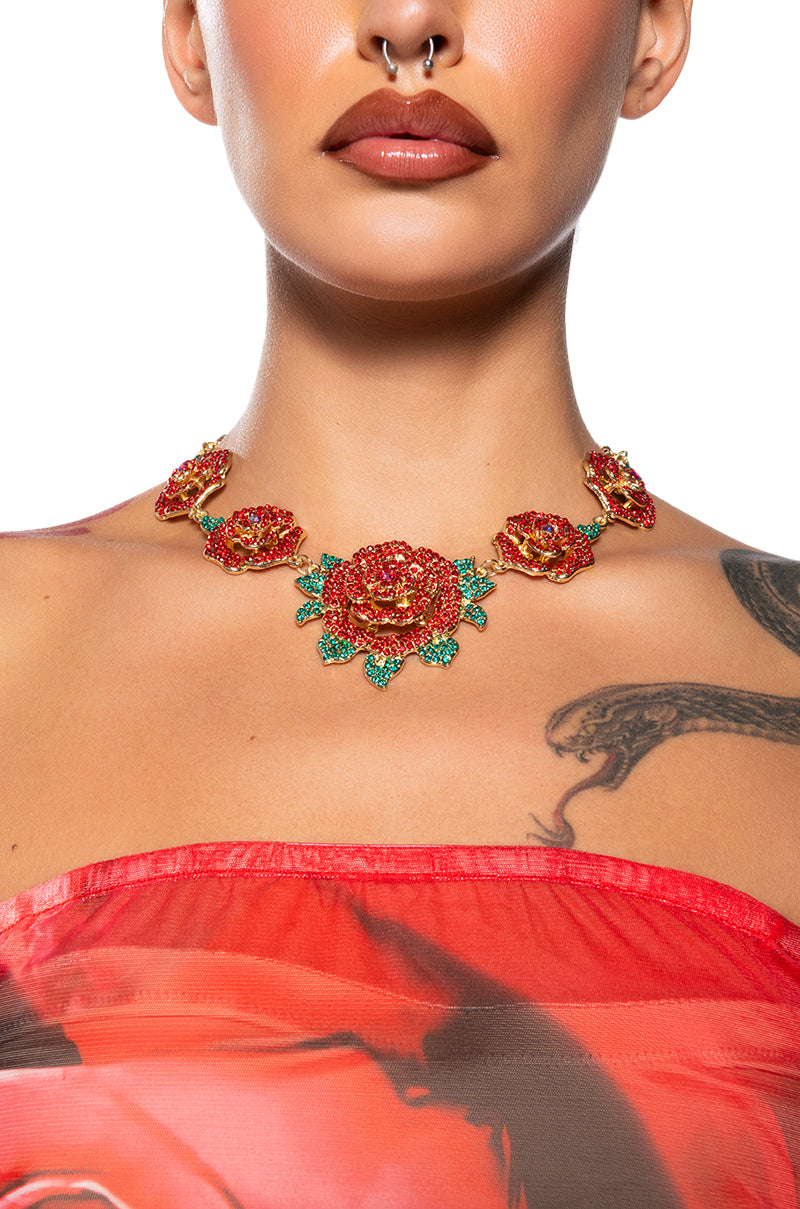 Front View Rose Garden Statement Necklace