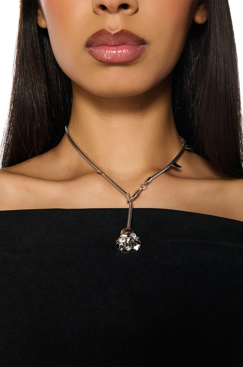 Front View Rose In The Rough Necklace