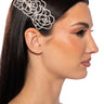 Front View Rose Luxe Embellished Hairpin In Silver