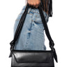 Front View Roshi Black Tie Handle Purse