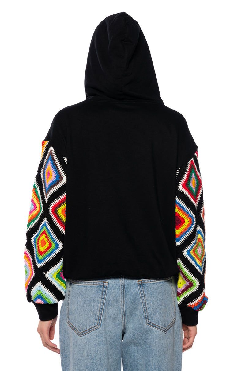 Full View Rosie Crochet Sleeve Hoodie