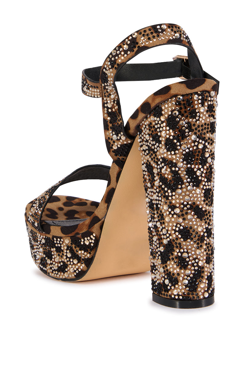Detail View Ross Leopard Embellished Platform Sandal