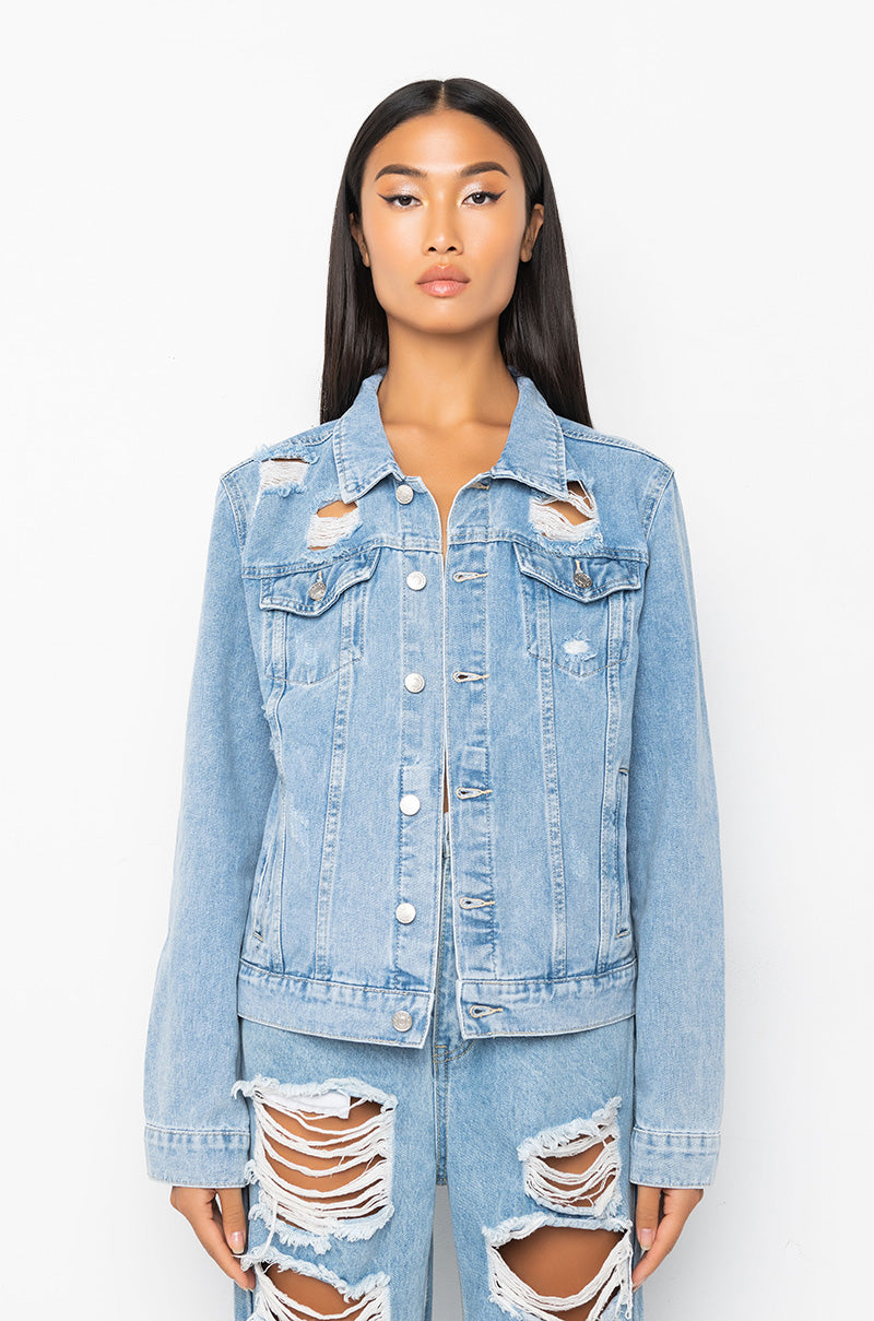 Side View Rottweiler Back Patch Denim Jacket