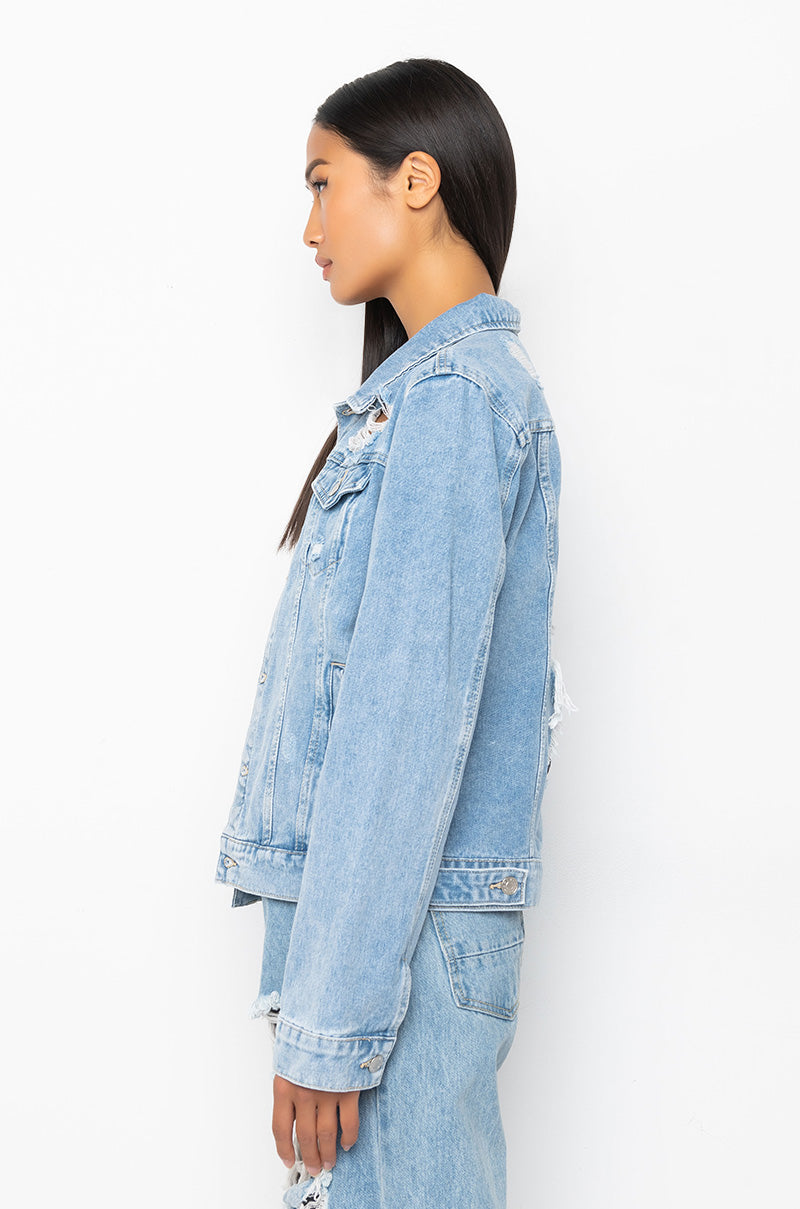 Back View Rottweiler Back Patch Denim Jacket