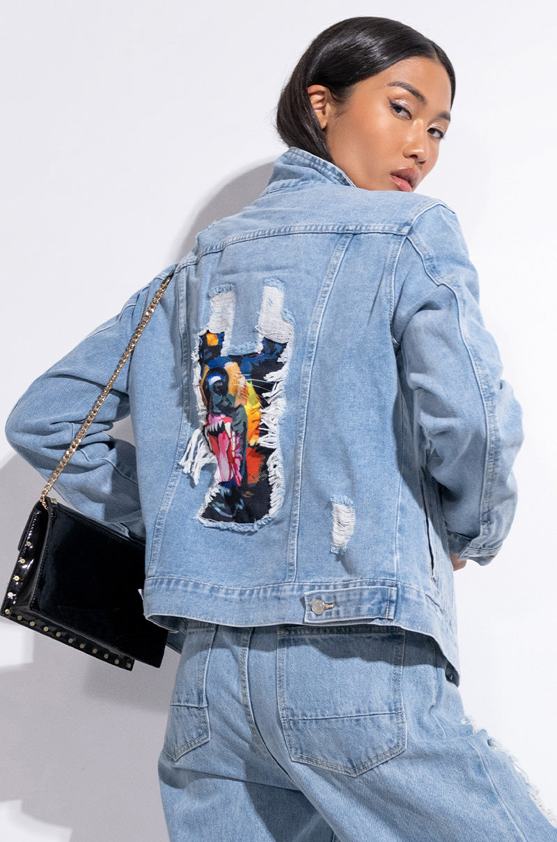 ROTTWEILER BACK PATCH DENIM JACKET view 0