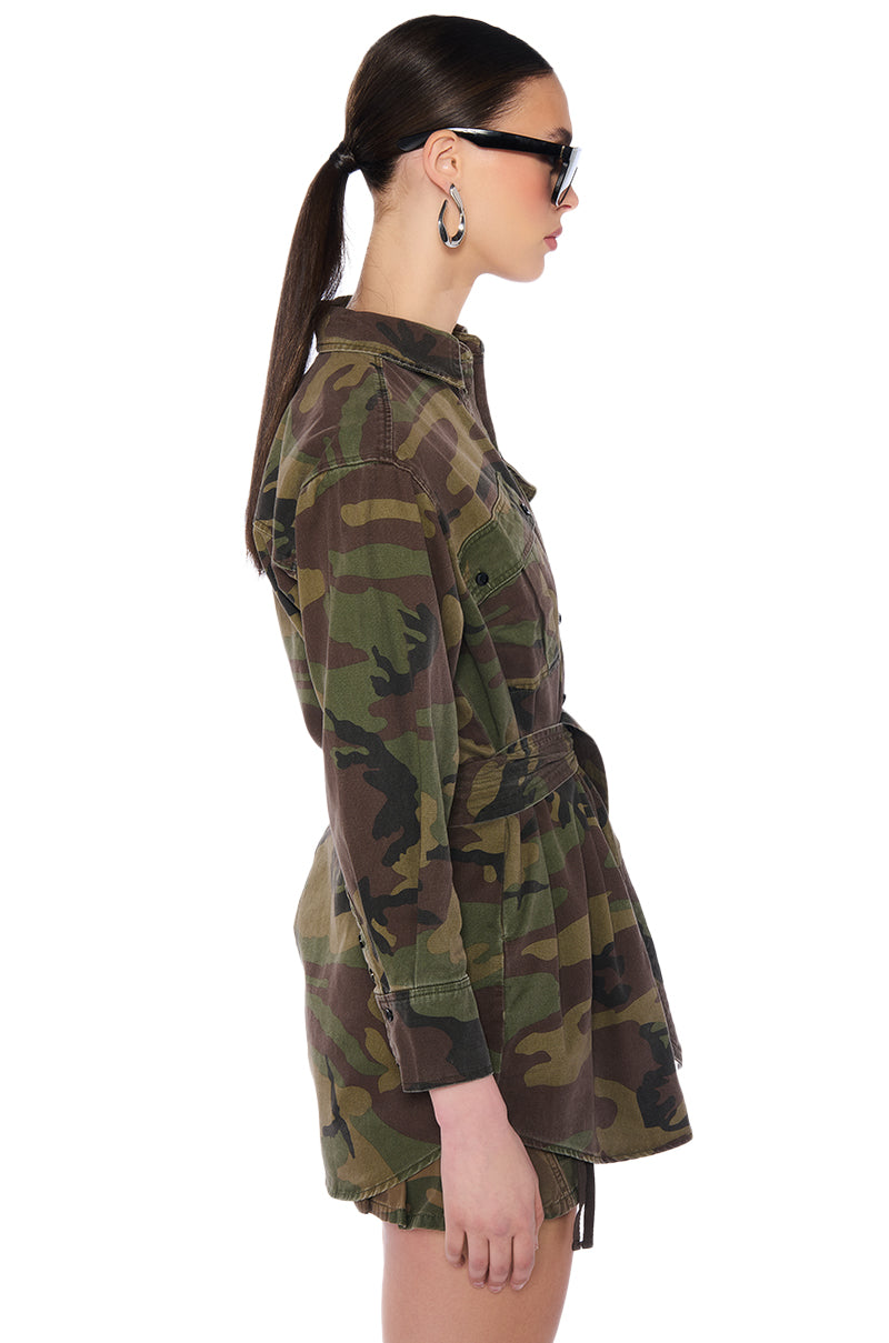 Detail View Rough And Rowdy Camo Shirt Dress