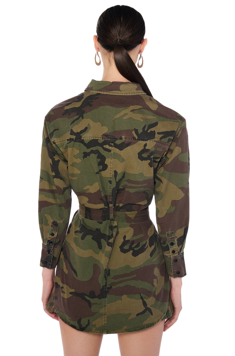 Full View Rough And Rowdy Camo Shirt Dress