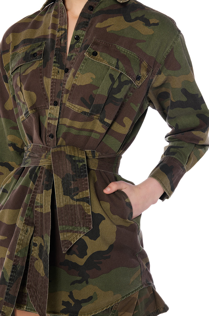 camo shirt dress GORGLITTER Women's Camo Camouflage Dress with Pocket Short Sleeve Round Neck Tunic Dresses Camouflage Sundress Green Small at Amazon Women's Clothing store