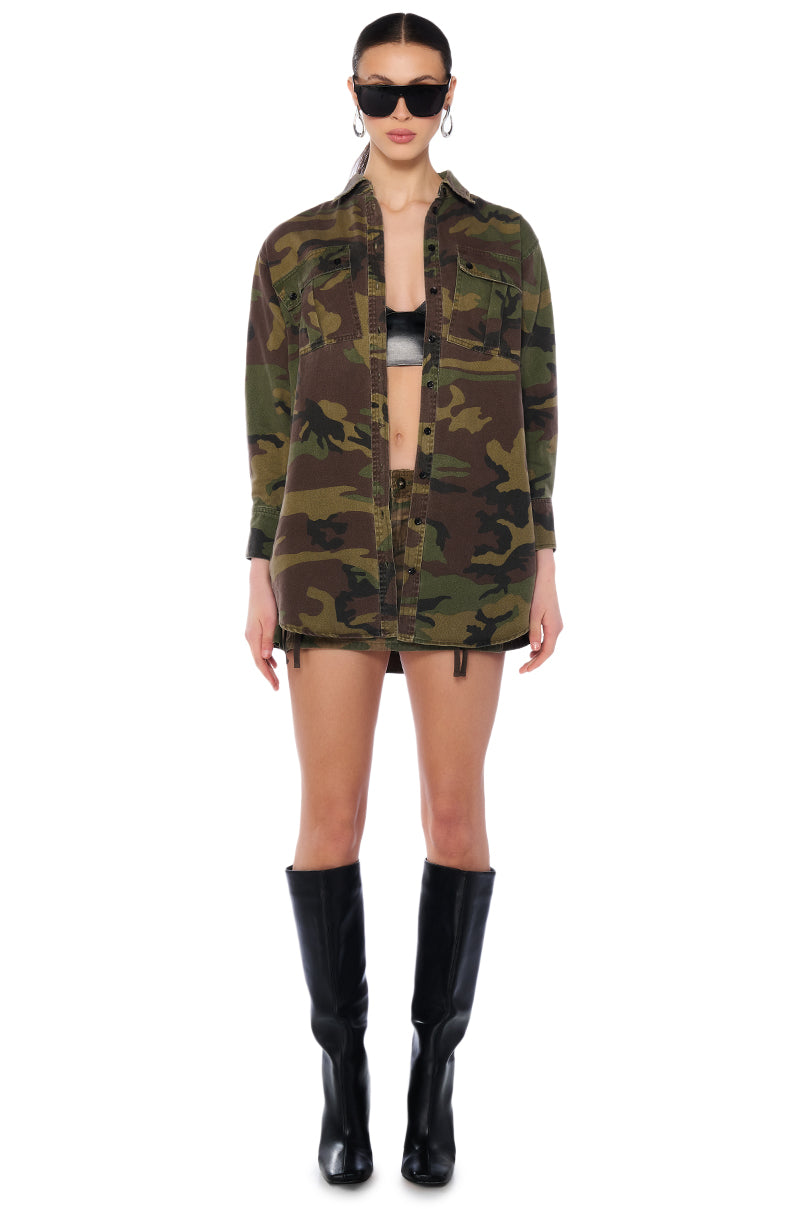 Extra View Rough And Rowdy Camo Shirt Dress