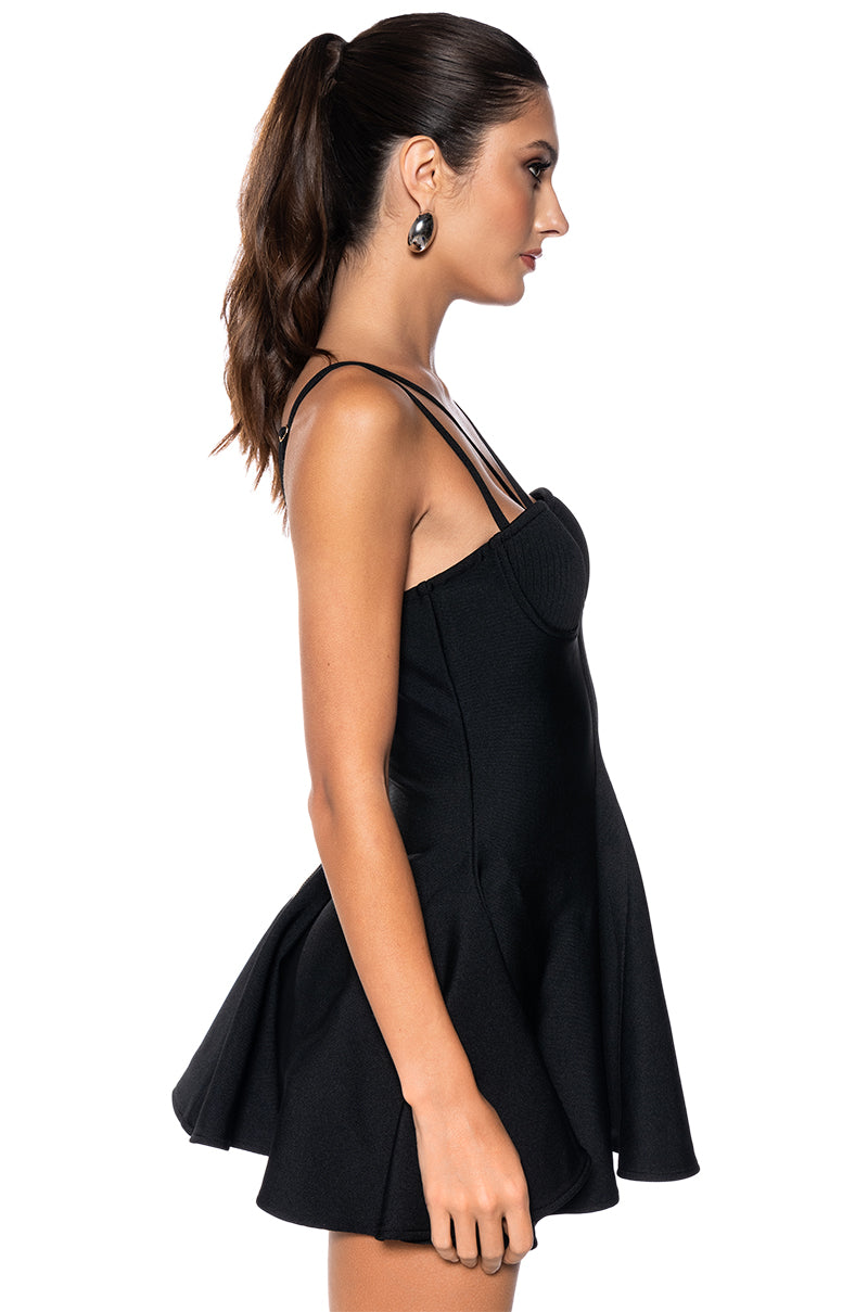 Detail View Roxy Flared Bandage Mini Dress