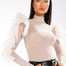 Front View Royalty Sheer Puff Sleeve Top