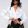 Front View Rubi Long Sleeve Poplin Shirt in White