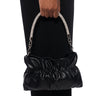 Front View Ruchy Rhinestone Rope Mini Bucket Bag In Black