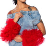 Front View Ruffle Me Up Arm Warmer In Red