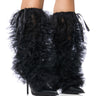 Front View Ruffle Me Up Leg Warmer In Black