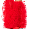 Front View Ruffle Me Up Leg Warmer In Red