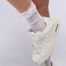 Front View Ruffle Me Up Socks In White