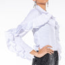 Front View Ruffle My Feathers Ruffle Sleeve Button Down Blouse