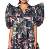 Front View Ruffle Sleeve Camo Print Trapeze Mini Dress