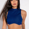 Front View Run It Up Cropped Denim Top