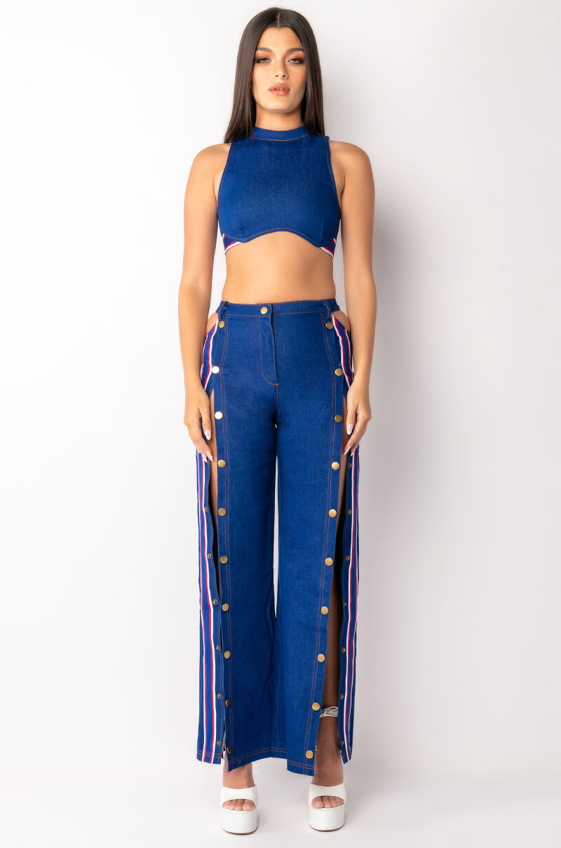 Extra View Run It Up Cropped Denim Top