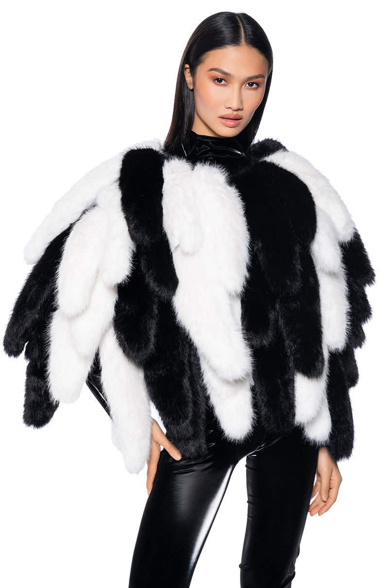 RUN THIS TOWN FAUX FUR FOX TAIL CAPE view 0